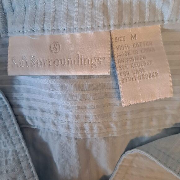 Soft Sorrounding Womens Blue Split Boat Neck Half Sleeve Striped Top - Size M - Picture 7 of 7